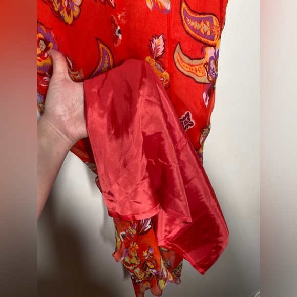 Oui Paisley Print Red Midi Silk Dress - Picture 8 of 11